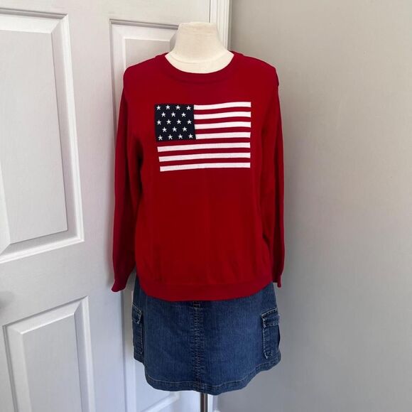 RED AMERICAN FLAG SWEATER‎ - Picture 1 of 5